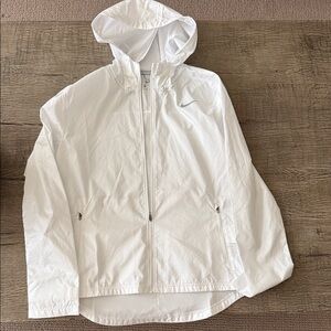 Nike White Hooded Windbreaker Jacket
